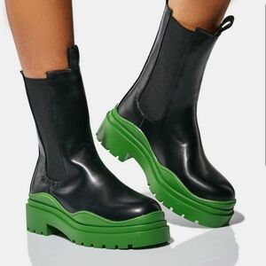 Azalea wang ghosted green lug sole Chelsea boot